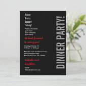 Modern DINNER PARTY Black White Red Sjabloon Kaart (Staand voorkant)
