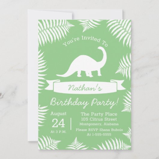 Modern Dinosaur Brontosaurus & Oerwoud Ferns Kaart (Voorkant)