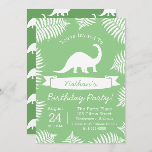 Modern Dinosaur Brontosaurus & Oerwoud Ferns Kaart (Voorkant / Achterkant)