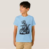 Modern Dinosaur op de fiets Kinder Basic T-shirt - (Voorkant volledig)