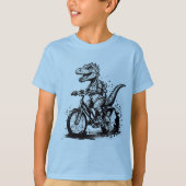 Modern Dinosaur op de fiets Kinder Basic T-shirt - (Voorkant)