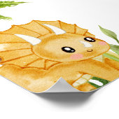 Modern Dinosaur Wit Baby shower Welkom Poster (Hoek)