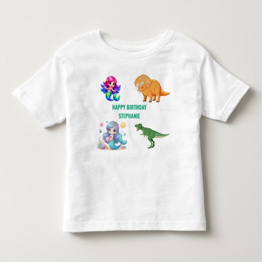 Modern Dinosaur zeemeermin Verjaardagsfeestje Kinder Shirts (Voorkant)
