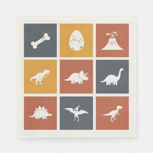 Modern Dinosaurus Icoon Raster Servet (Voorkant)