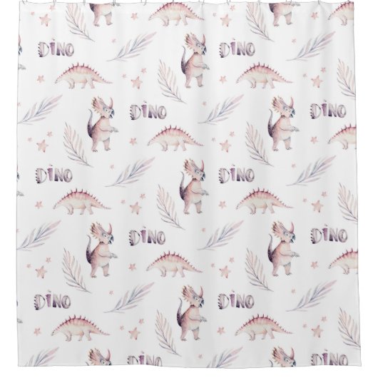 Modern dinosauruspatroon douchegordijn (Voorkant)