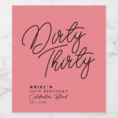 Modern Dirty Thirty Personalized Birthday Wijn Etiket (Enkel label)