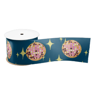 Modern Disco Ball Blue Satijnen Lint