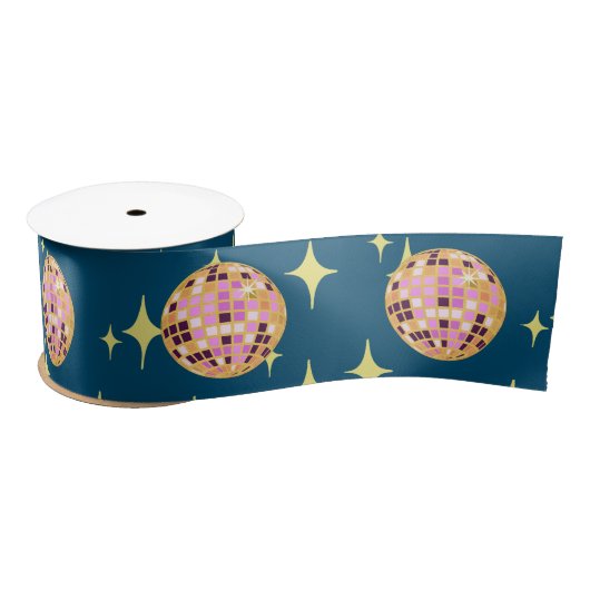 Modern Disco Ball Blue Satijnen Lint (Spoel)