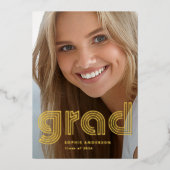 Modern Disco | Foto Grad Afstudeeraankondiging Gou Folie Uitnodiging (Voorkant)