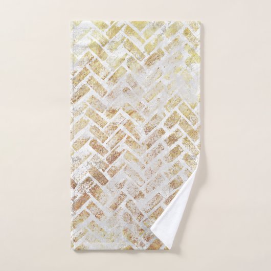 Modern Distress Gold Pattern - Herringbone Bad Handdoek (Handdoek)