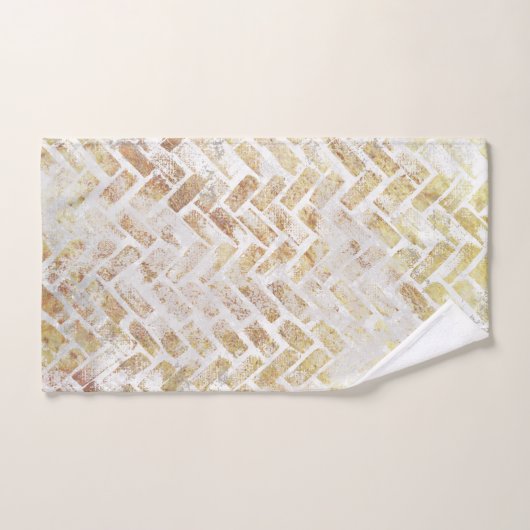 Modern Distress Gold Pattern - Herringbone Bad Handdoek (Handdoek)
