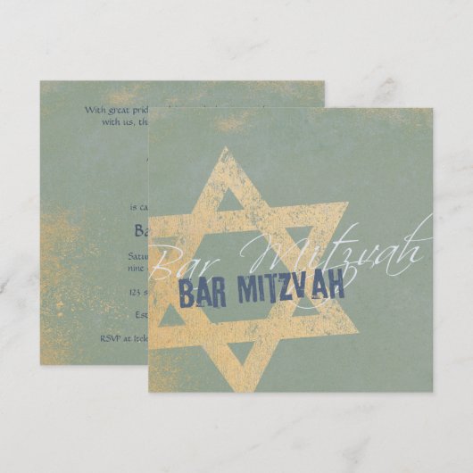 Modern Distressed - Bar Mitzvah Invitation Kaart (Voorkant / Achterkant)