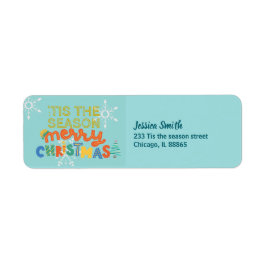 Modern Dit is het seizoen Leuke kleurrijke kerst Etiket