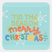 Modern Dit is het seizoen Leuke kleurrijke kerst Vierkante Sticker (Voorkant)