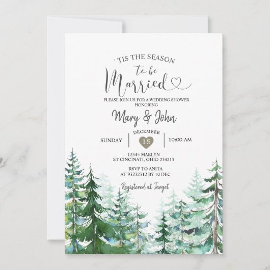 Modern Dit is het seizoen om te trouwen Pine Trees Kaart (Voorkant)