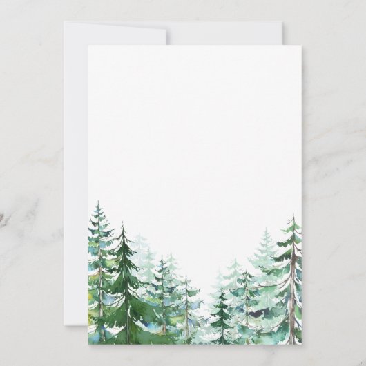 Modern Dit is het seizoen om te trouwen Pine Trees Kaart (Achterkant)