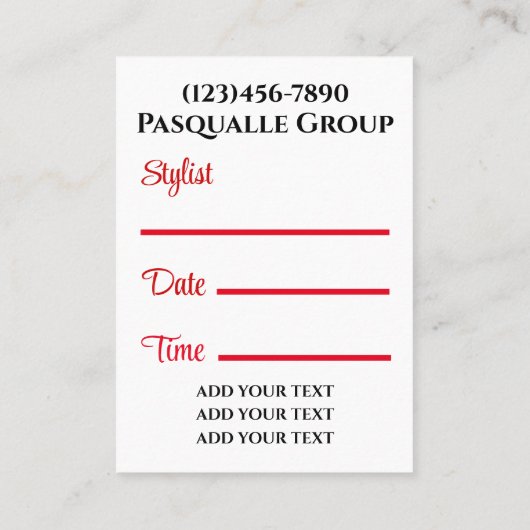 Modern Diva Pop Art Appointment Card Afsprakenkaartje (Achterkant)