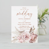 Modern Divine Roos Gold Blush Alle seizoenen Bruil Folie Uitnodiging (Staand Voorkant)