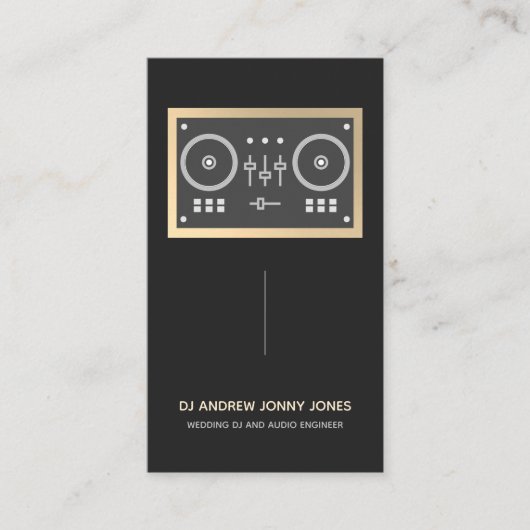 Modern DJ Controller - Gold Faux Border Visitekaartje (Voorkant)