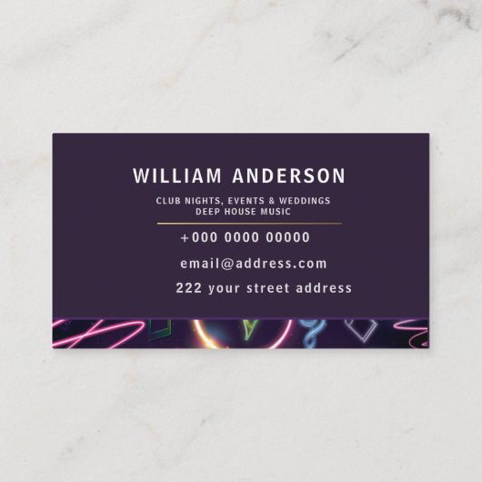 Modern DJ Music Party Event Visitekaartje (Achterkant)