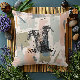 Modern Dobermann Portret – Abstracte Penseelstreek Kussen