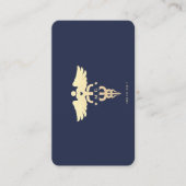 Modern Doctor Medical Caduceus Monogram Donkerblau Visitekaartje (Voorkant)