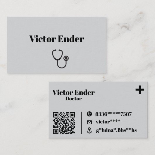 Modern Doctor Visitekaartje met QR-code (Voorkant / Achterkant)