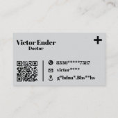 Modern Doctor Visitekaartje met QR-code – Grijs & (Achterkant)