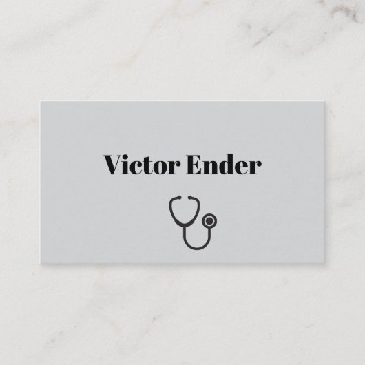 Modern Doctor Visitekaartje met QR-code – Grijs & (Voorkant)