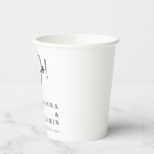 Modern doen we elegante aangepaste bruiloft zwart papieren bekers (Links)