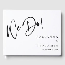 Modern doen we elegante aangepaste bruiloft zwarte gastenboek