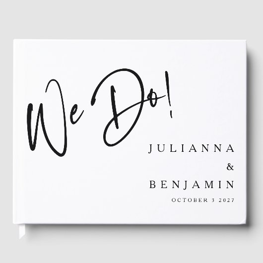 Modern doen we elegante aangepaste bruiloft zwarte gastenboek (Voorkant)