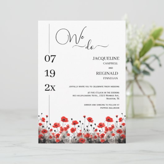 Modern doen we minimalistische bloemenbruiloft kaart (Staand voorkant)