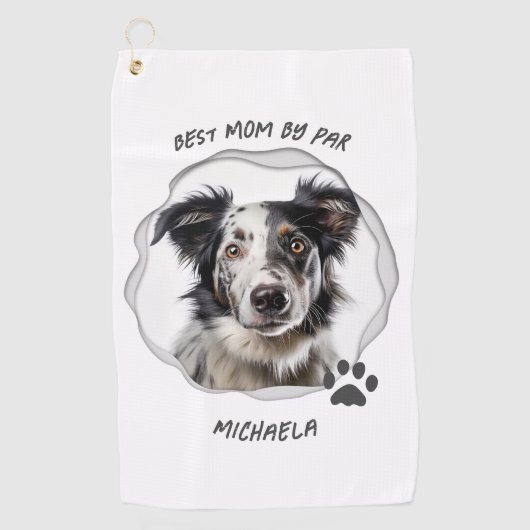 Modern Dog Best Mom Photo Golfhanddoek (Voorkant)