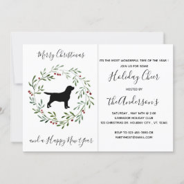 Modern Dog Black Labrador Merry Kerstparty Kaart