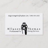 Modern Dog Eyes and Paw Visitekaartje (Achterkant)