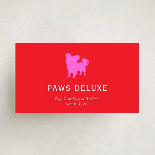Modern Dog Grooming Silhouette Logo | Red Visitekaartje
