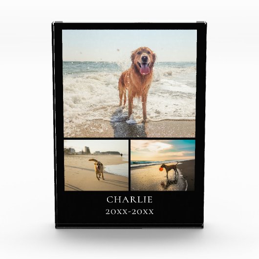 Modern Dog Keepsake Black Personalized Pet Collage Fotoblokken (Voorkant)