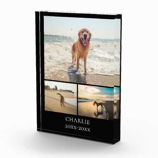 Modern Dog Keepsake Black Personalized Pet Collage Fotoblokken (Rechts)