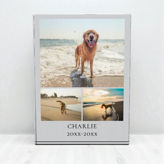 Modern Dog Keepsake Gray Personalized Pet Collage Fotoblokken