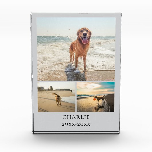 Modern Dog Keepsake Gray Personalized Pet Collage Fotoblokken (Voorkant)