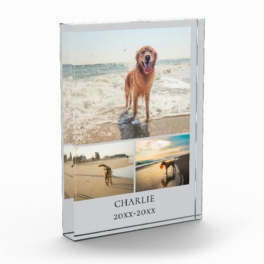Modern Dog Keepsake Gray Personalized Pet Collage Fotoblokken (Links)