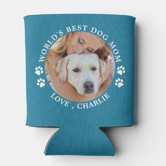 Modern Dog mam - Aangepaste foto van Cute Pet Blikjeskoeler (Achterkant)