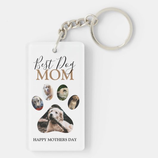 Modern Dog mama | Fotocollage Sleutelhanger (achterkant)