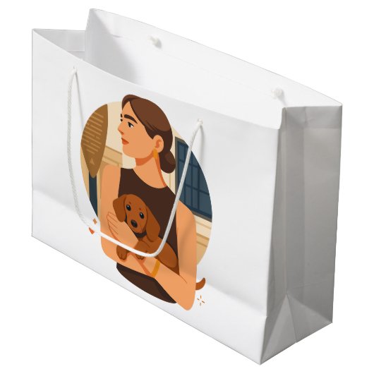 Modern Dog Mom Aesthetic With Cute Puppy Groot Cadeauzakje (Voorkant Gekanteld)