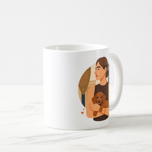 Modern Dog Mom Aesthetic With Cute Puppy Koffiemok (Voorkant rechts)
