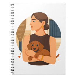 Modern Dog Mom Aesthetic With Cute Puppy Notitieboek