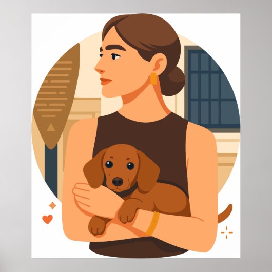 Modern Dog Mom Aesthetic With Cute Puppy Poster (Voorkant)