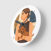 Modern Dog Mom Aesthetic With Cute Puppy Ronde Klok (Hoek)