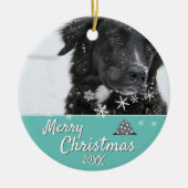 Modern Dog of Pet Photo Merry Kerstmis Keramisch Ornament (Voorkant)